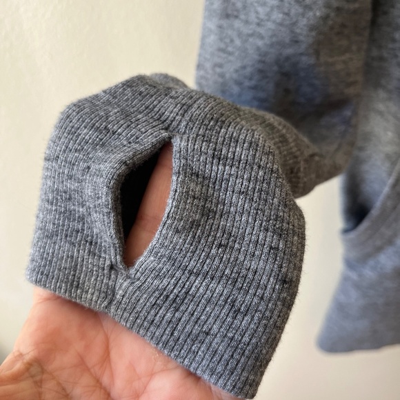 Athleta Sz S Oversized Dark Gray Open Cardigan Stash Pockets Stretch Thumbholes - Picture 6 of 11